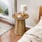Round Wooden Side Table with Octagonal Pedestal Base for Sofa or Bedside